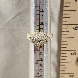 Sterling Silver/Diamond Heart Shaped Ring Size 9 Marked/Tested+